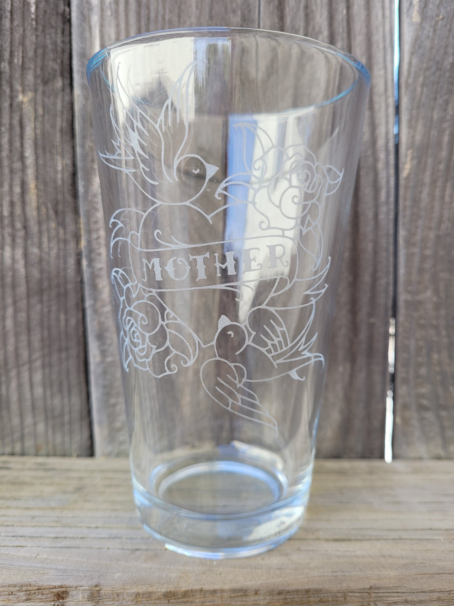 Mother with Doves (American Traditional Style) Pint Glass - Made to Order