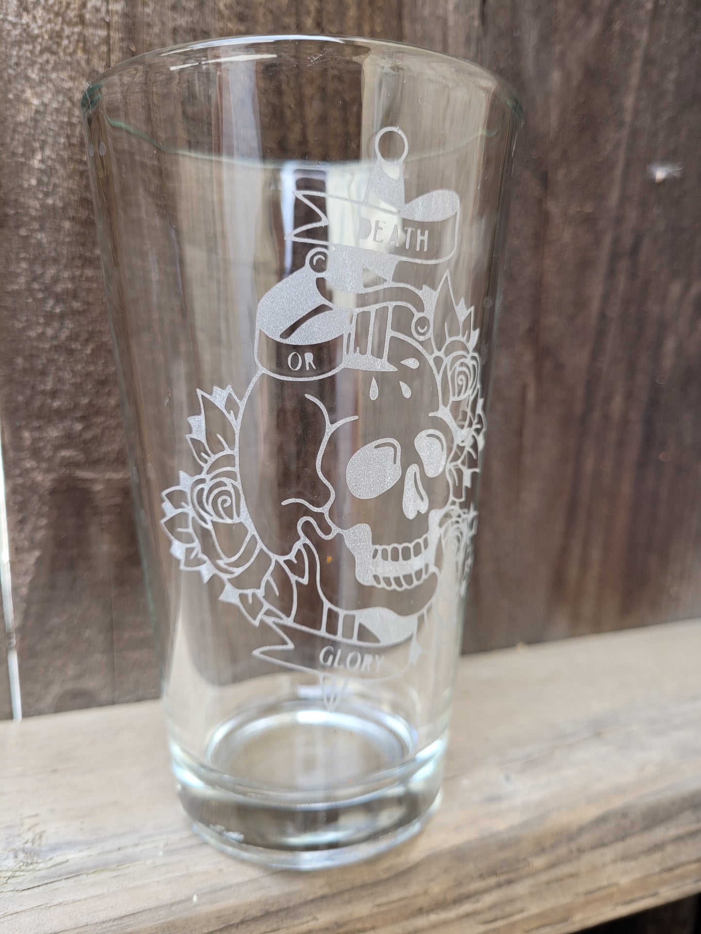 Death or Glory Skull Pint Glass - Made to Order