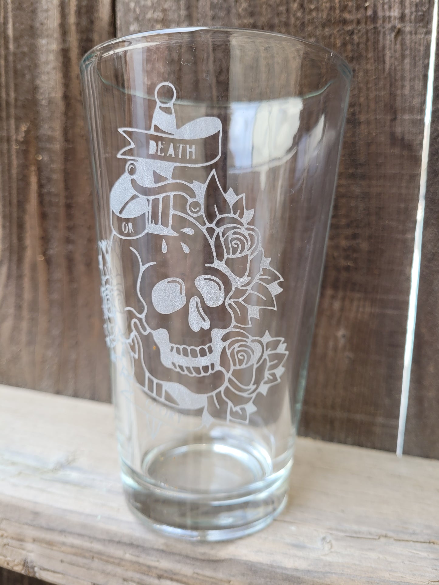 Death or Glory Skull Pint Glass - Made to Order