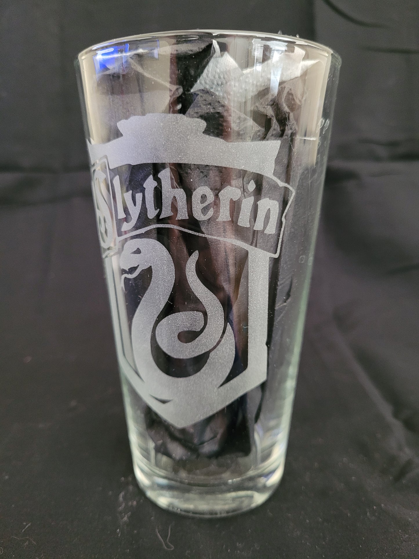 Slytherin Harry Potter house crest Pint Glass - Made to Order