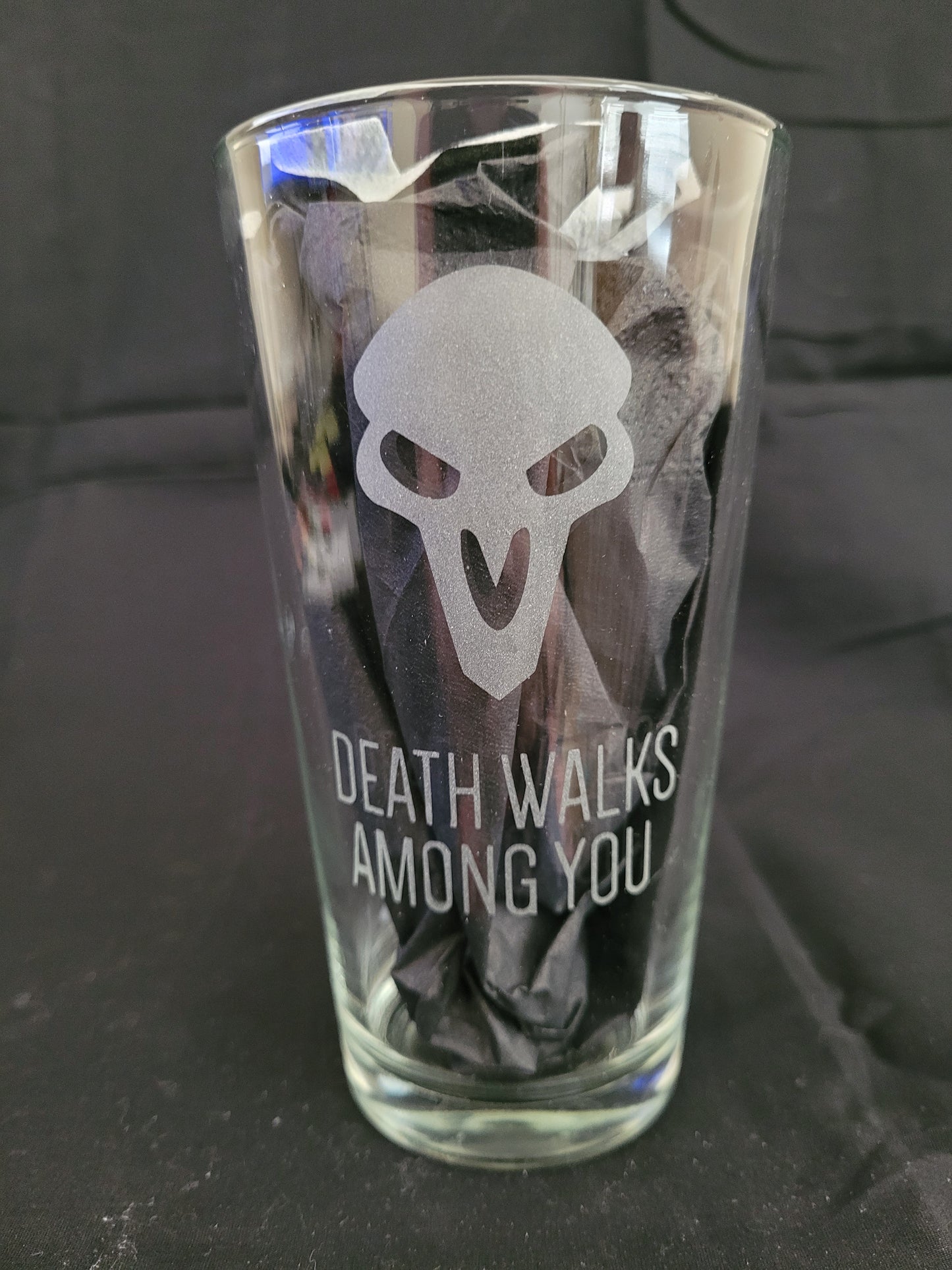 Reaper Death walks among us overwatch Pint Glass - Made to Order