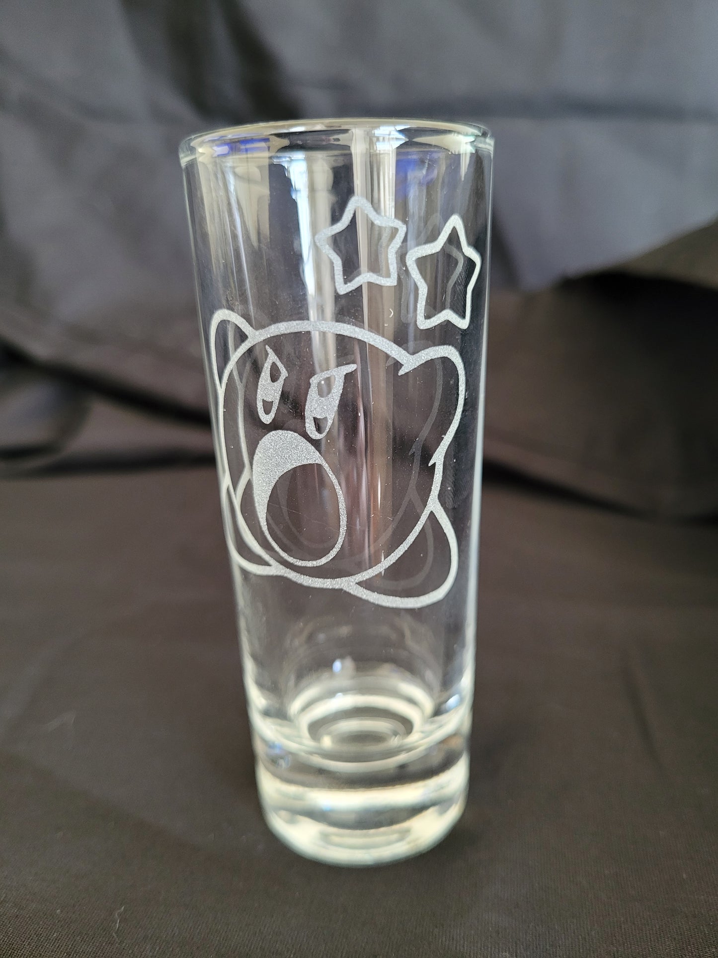 Kirby (angry with stars) 2 oz Shot Glass - Made to Order