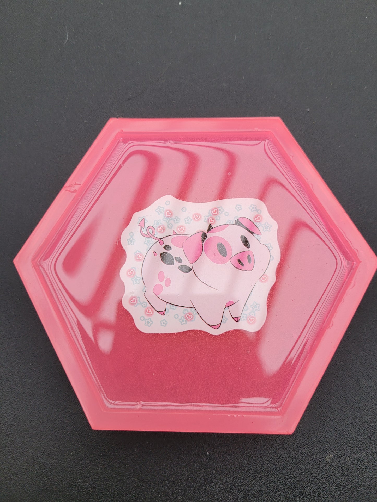 Fat Nuggets Hazbin Hotel hexagon resin coaster