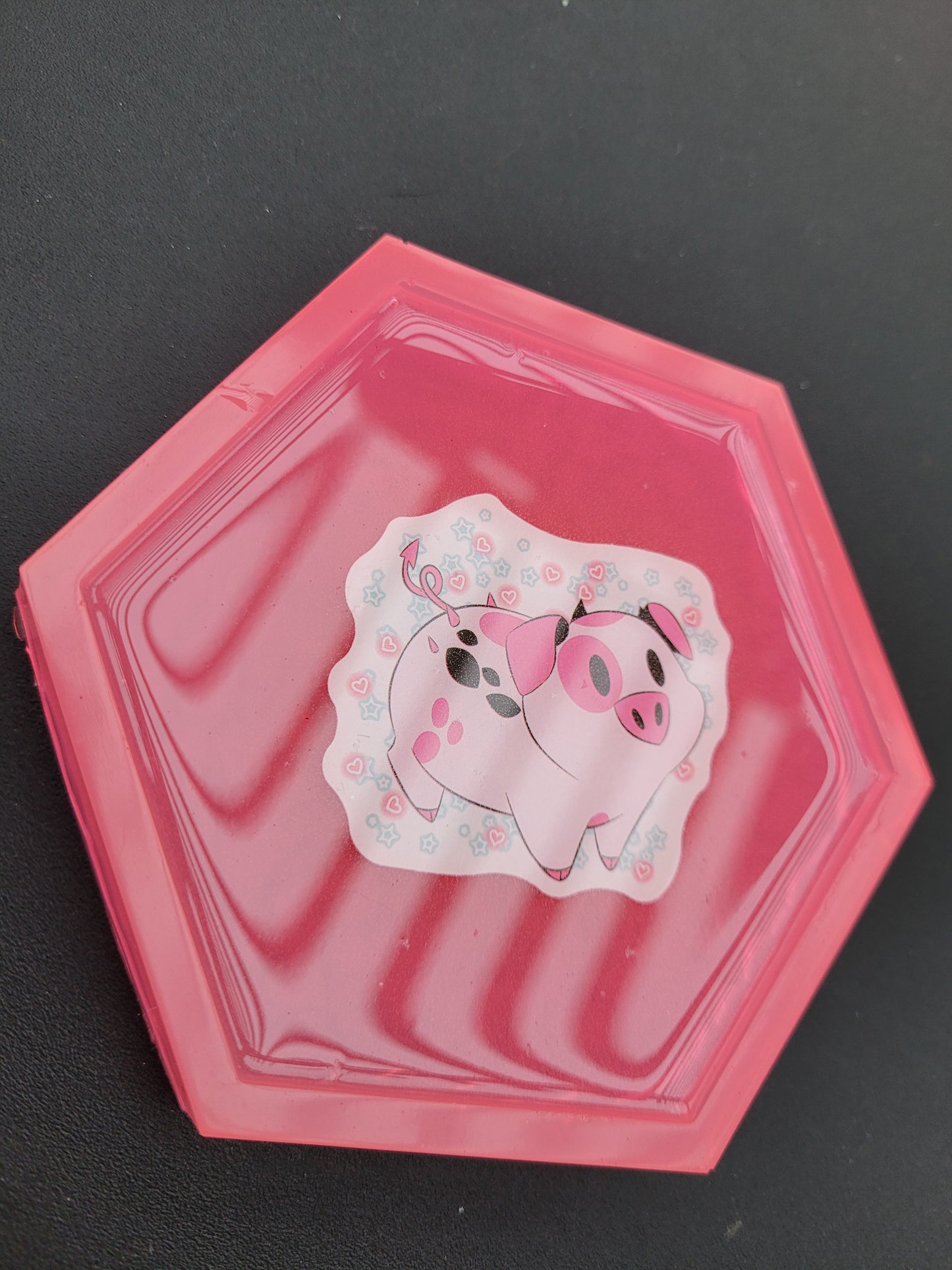 Fat Nuggets Hazbin Hotel hexagon resin coaster