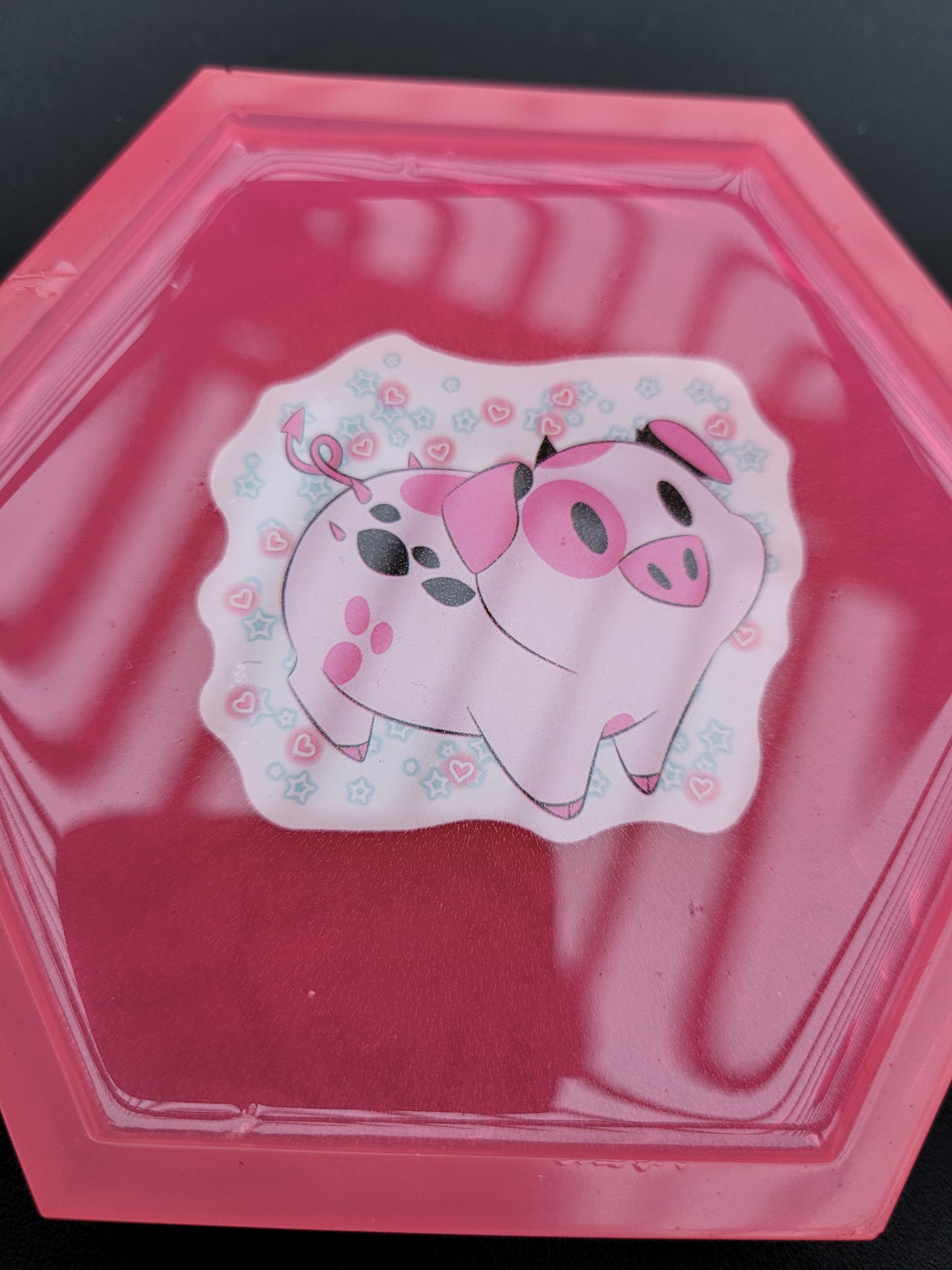 Fat Nuggets Hazbin Hotel hexagon resin coaster