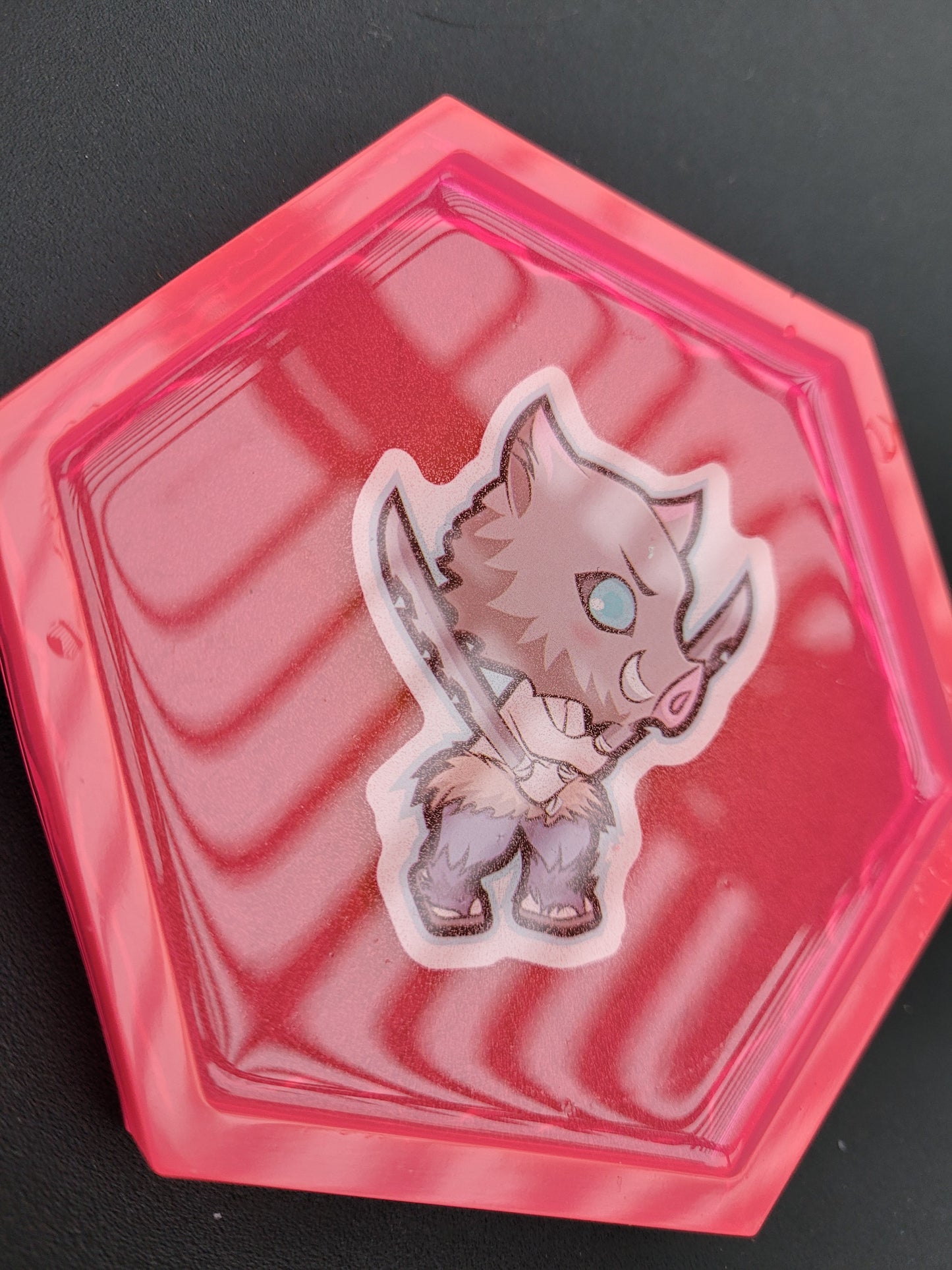 Inosuke Demon slayer hexagon resin coaster