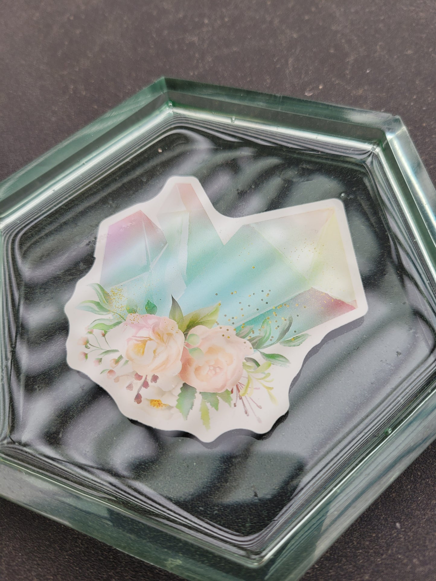 Crystal Green hexagon resin coaster