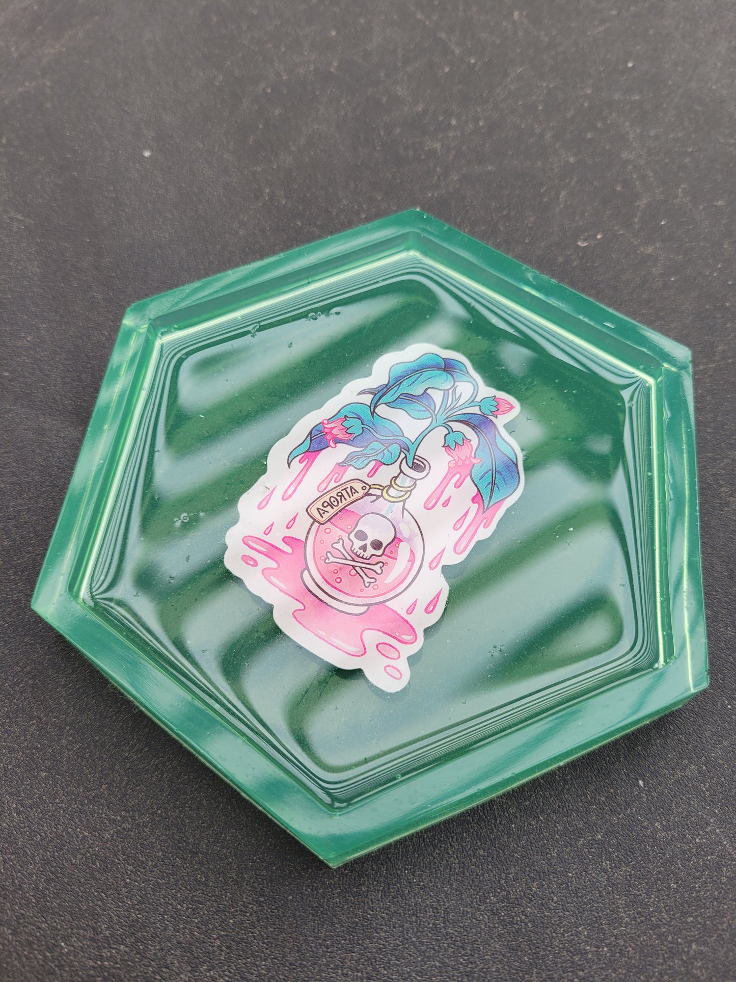 Potion bottle hexagon resin coaster