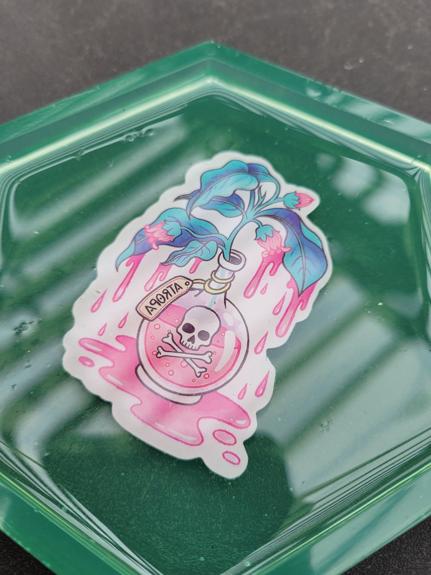 Potion bottle hexagon resin coaster