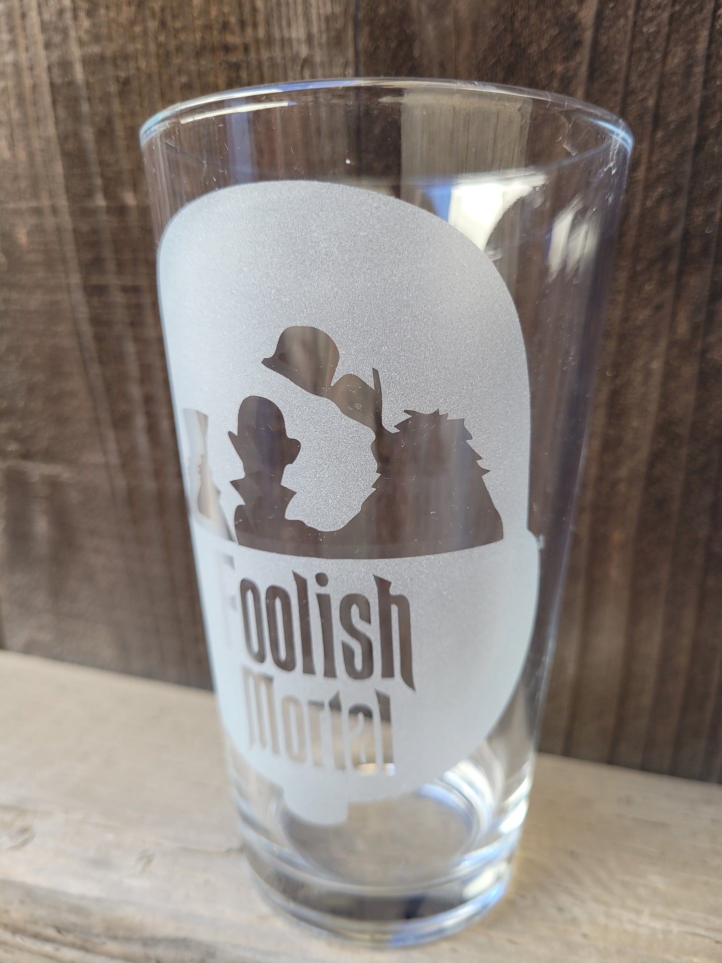 Foolish Mortal Ghost Buggy Pint Glass - Made to Order