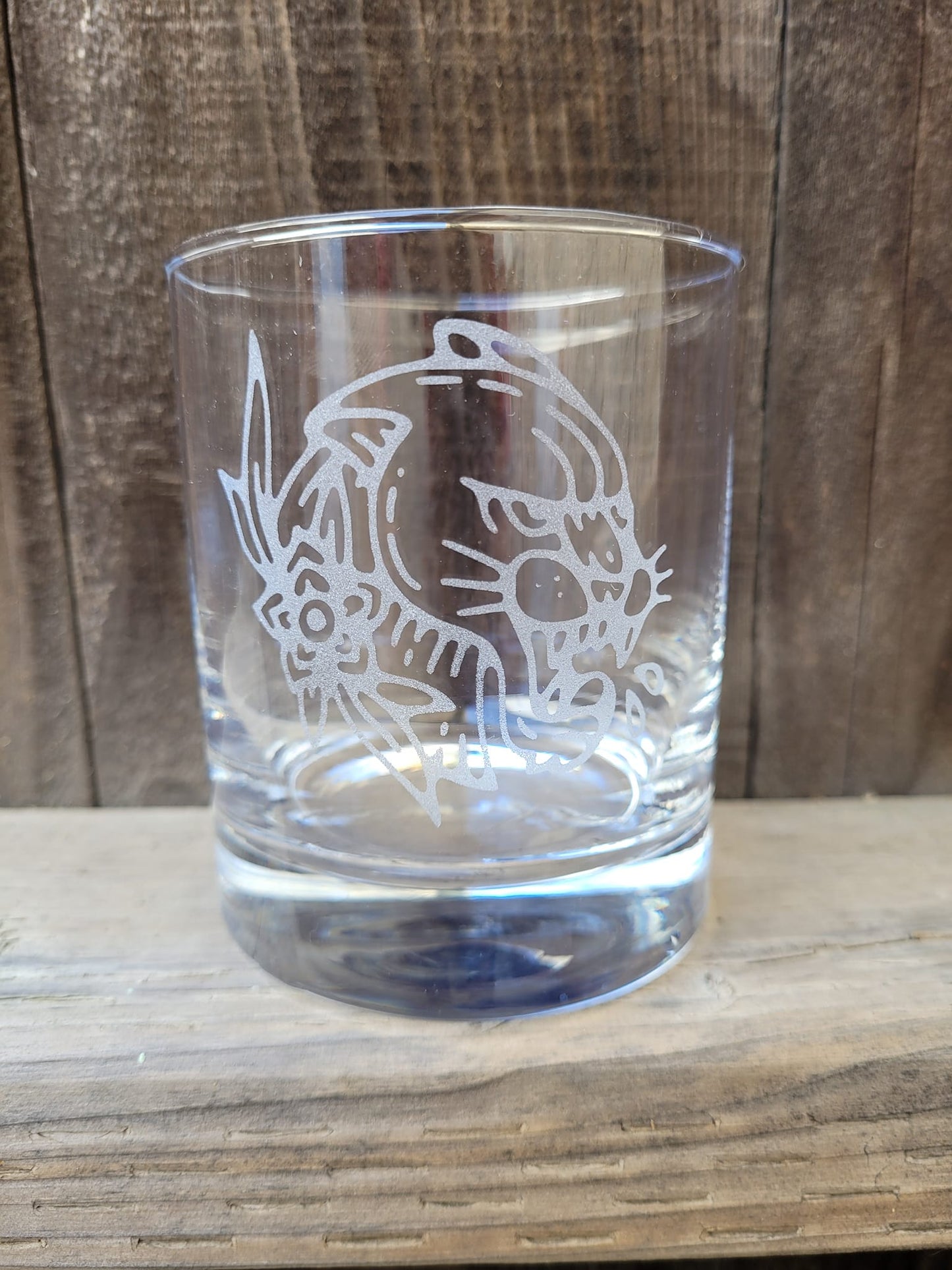 Traditional Panther Tattoo Rocks Glass - Made to Order