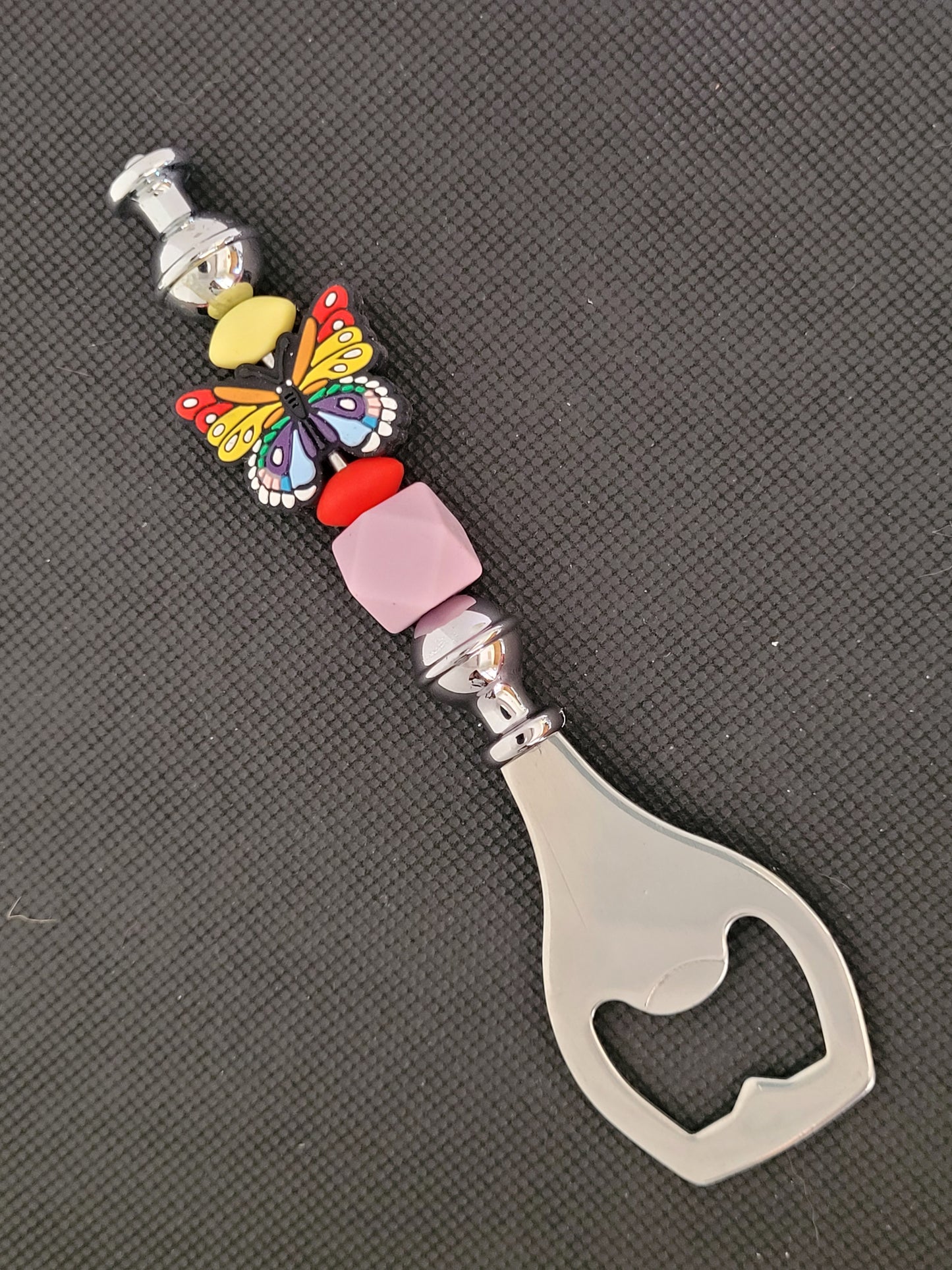 Rainbow butterfly beaded bottle opener