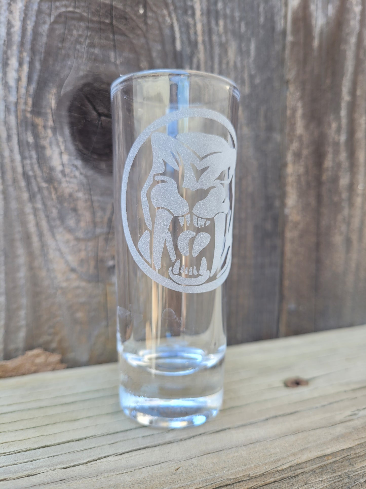 Power Rangers sabertooth tiger power coin 2 oz Shot Glass - Made to Order