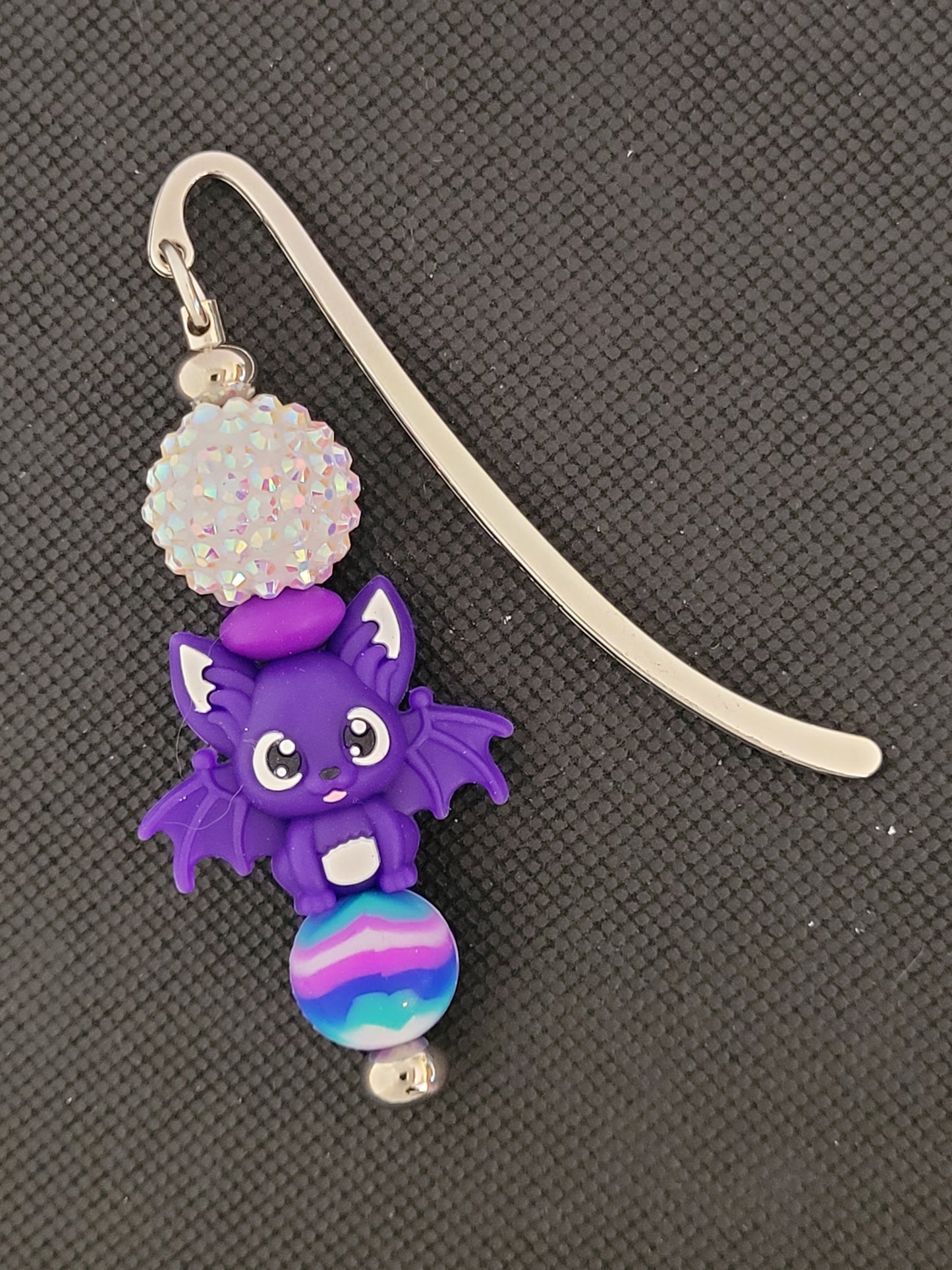 Purple bat beaded bookmark