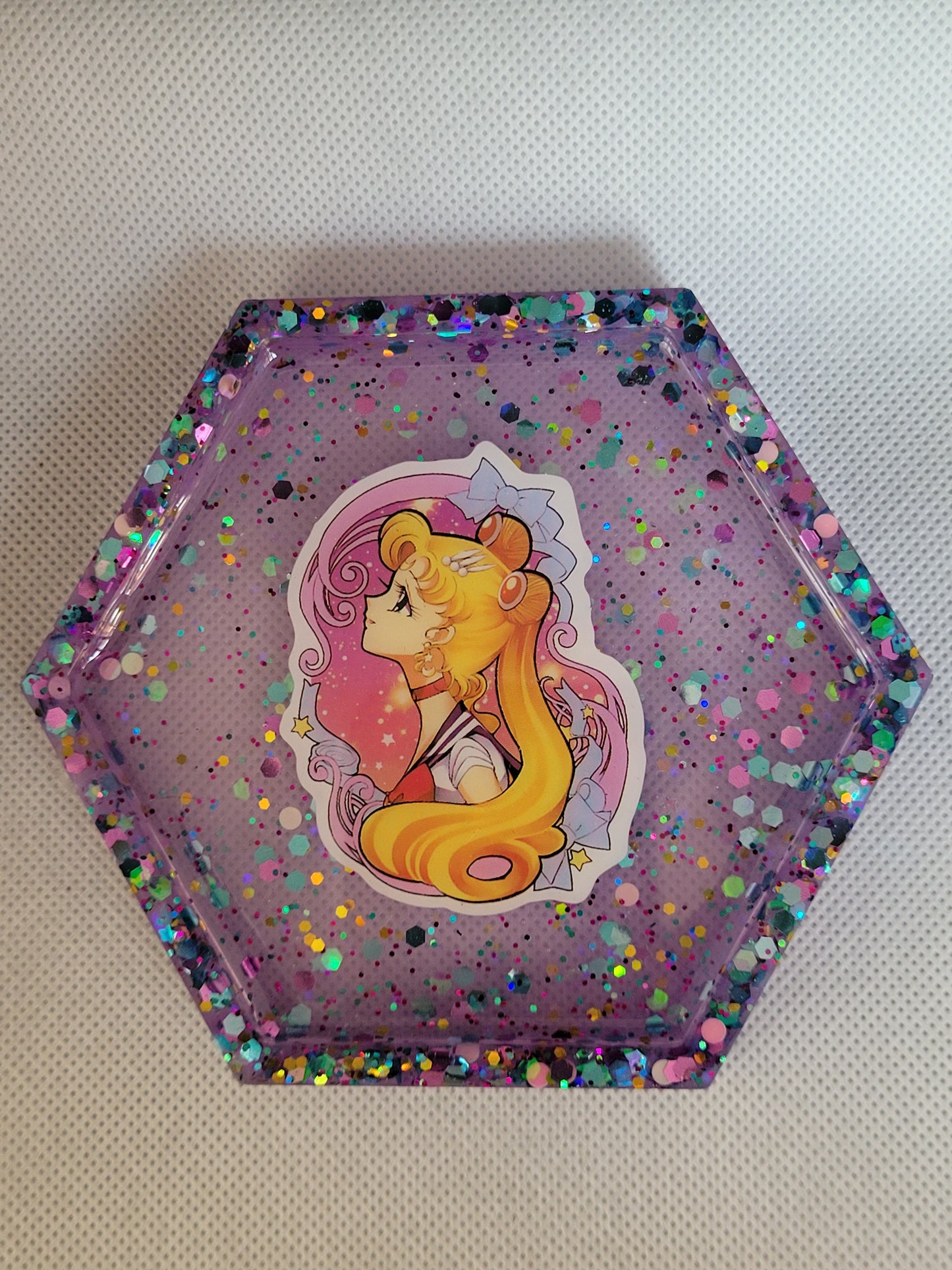Sailormoon hexagon resin coaster