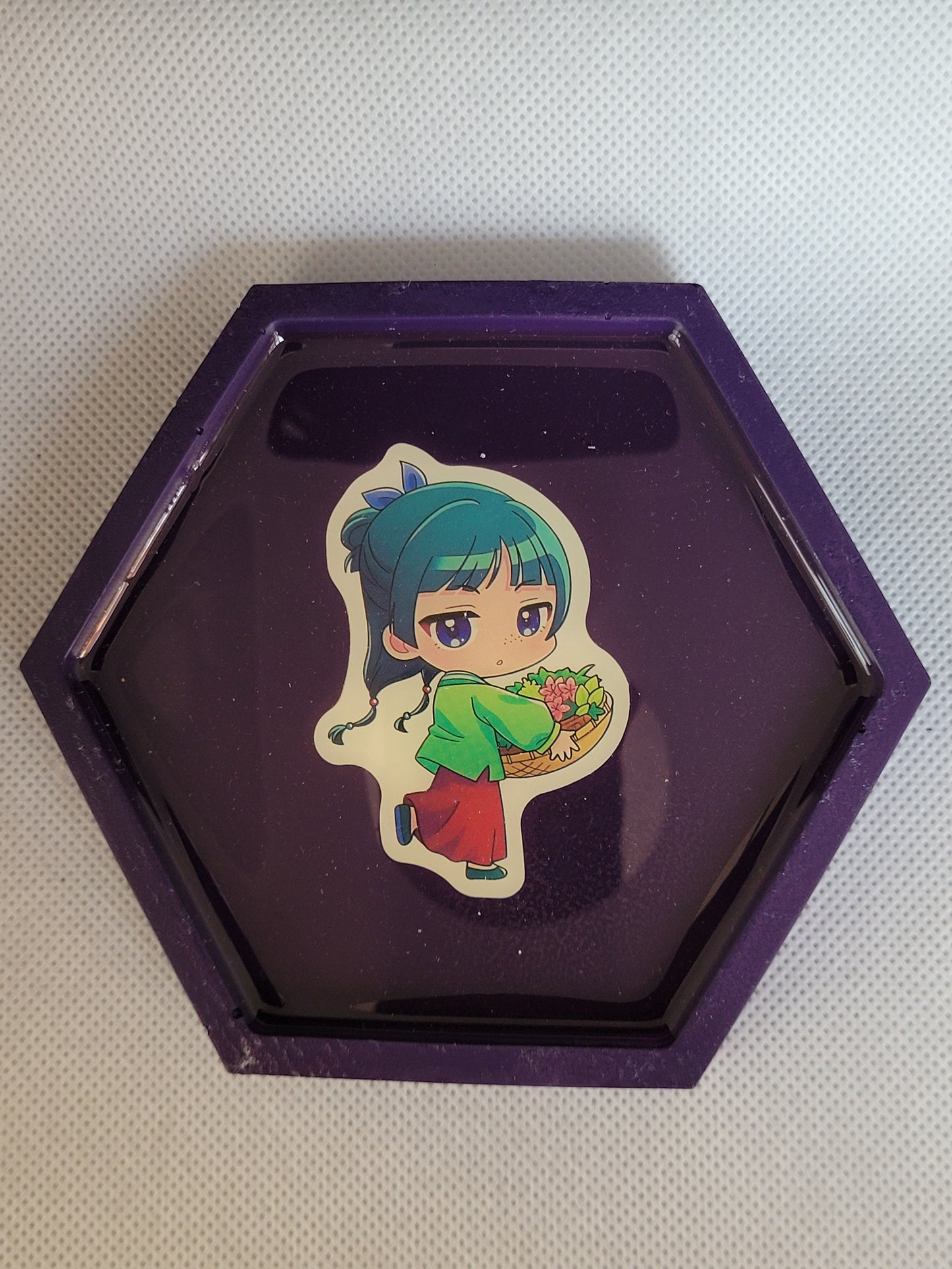 MaoMao hexagon resin coaster