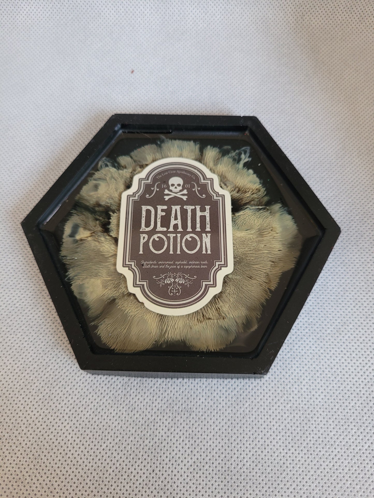 Death potion hexagon resin coaster