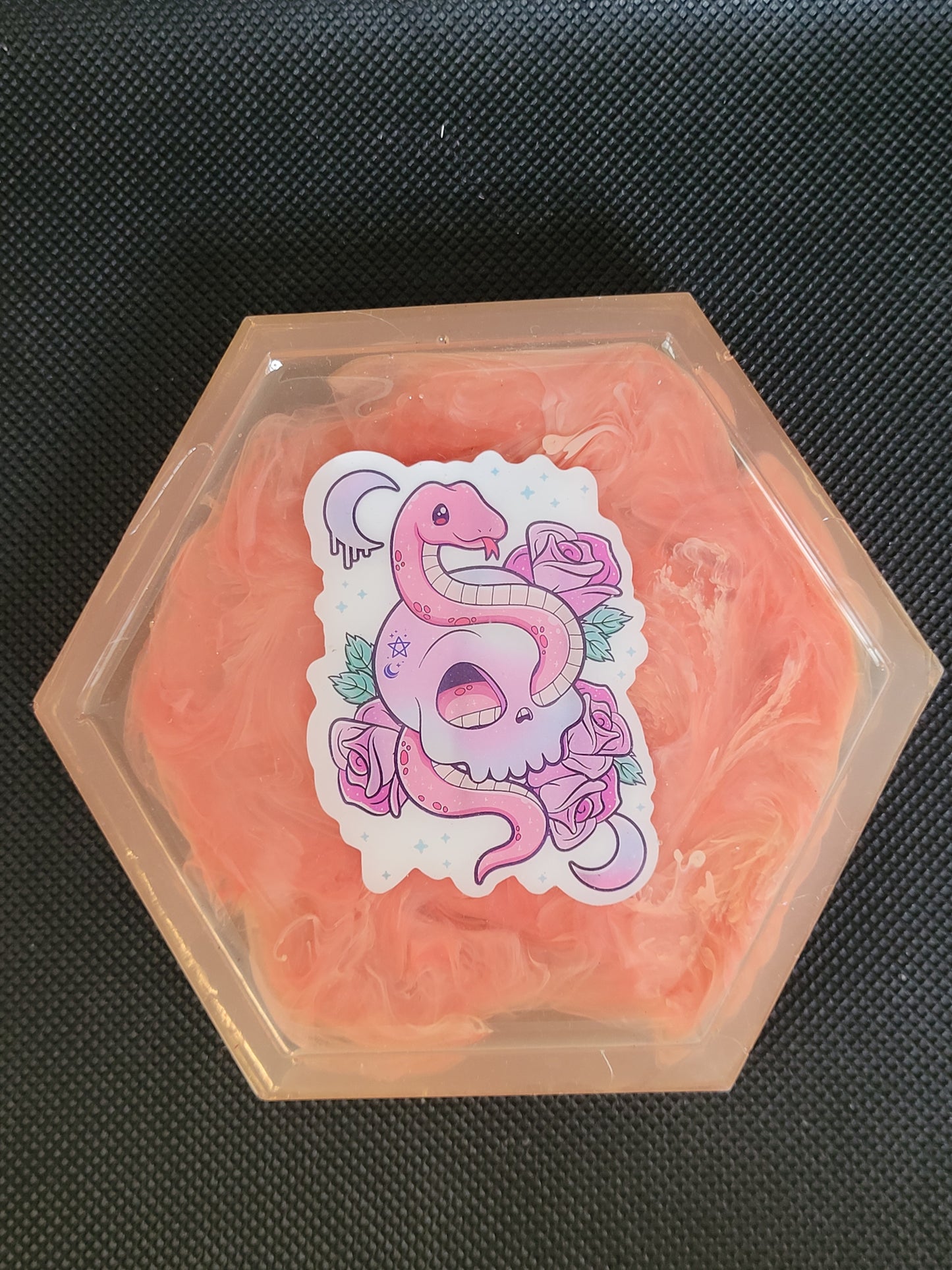 Kawaii snake and skull hexagon resin coaster