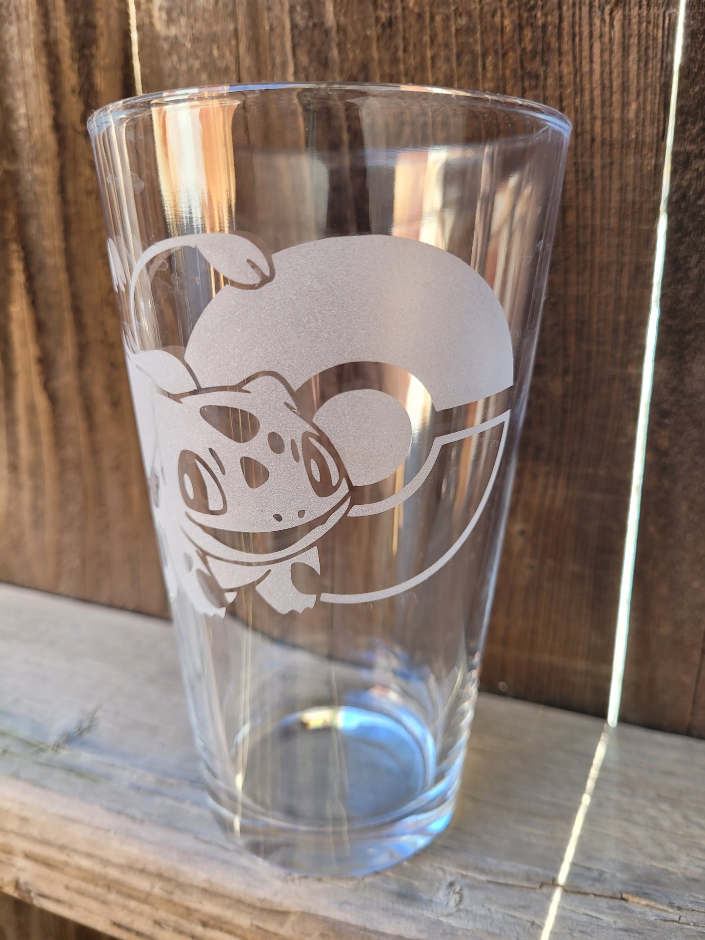 Bulbasaur with Pokeball Pint Glass - Made to Order