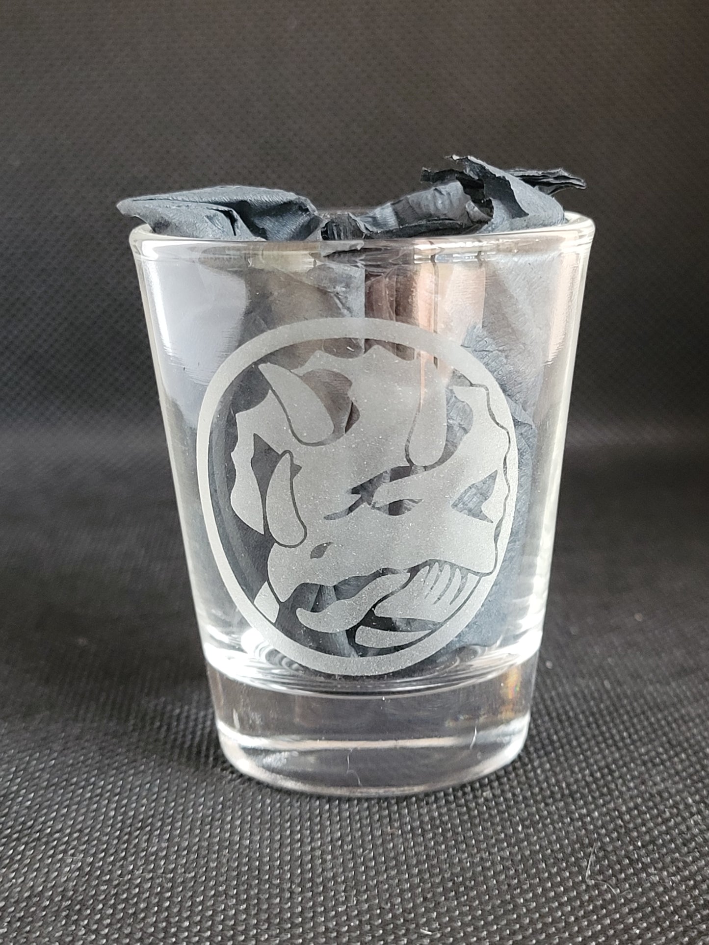 Power Rangers power coin triceratops 1.5 oz Shot Glass - Made to Order
