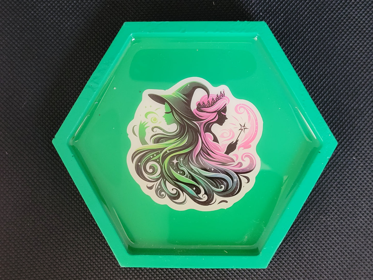 Wicked hexagon resin coaster