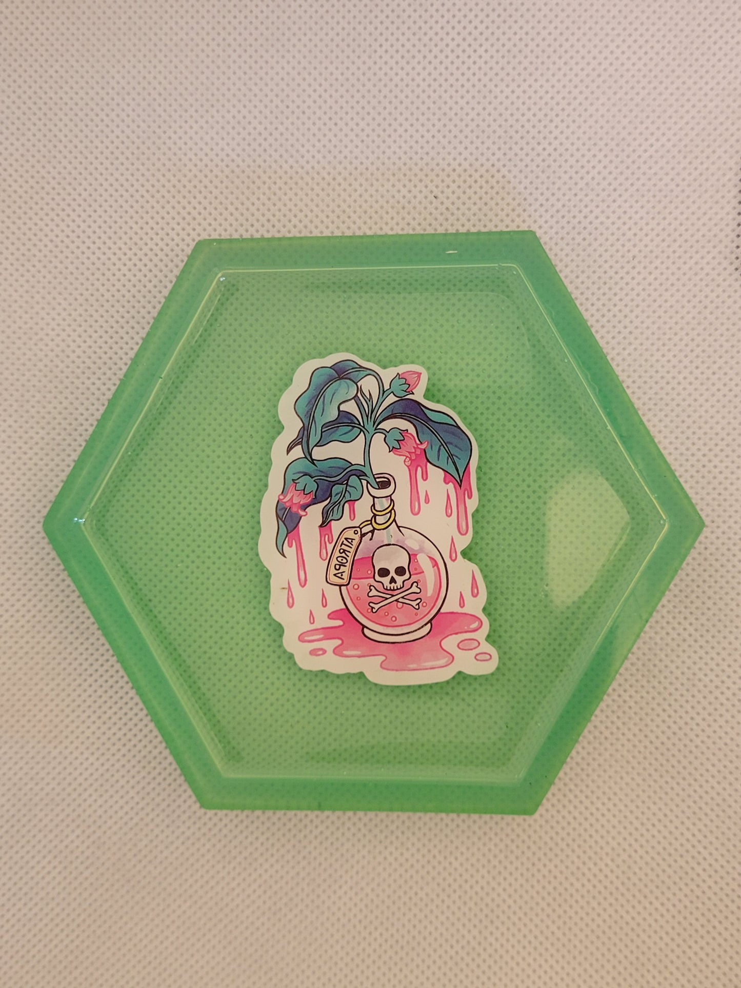 Potion bottle hexagon resin coaster
