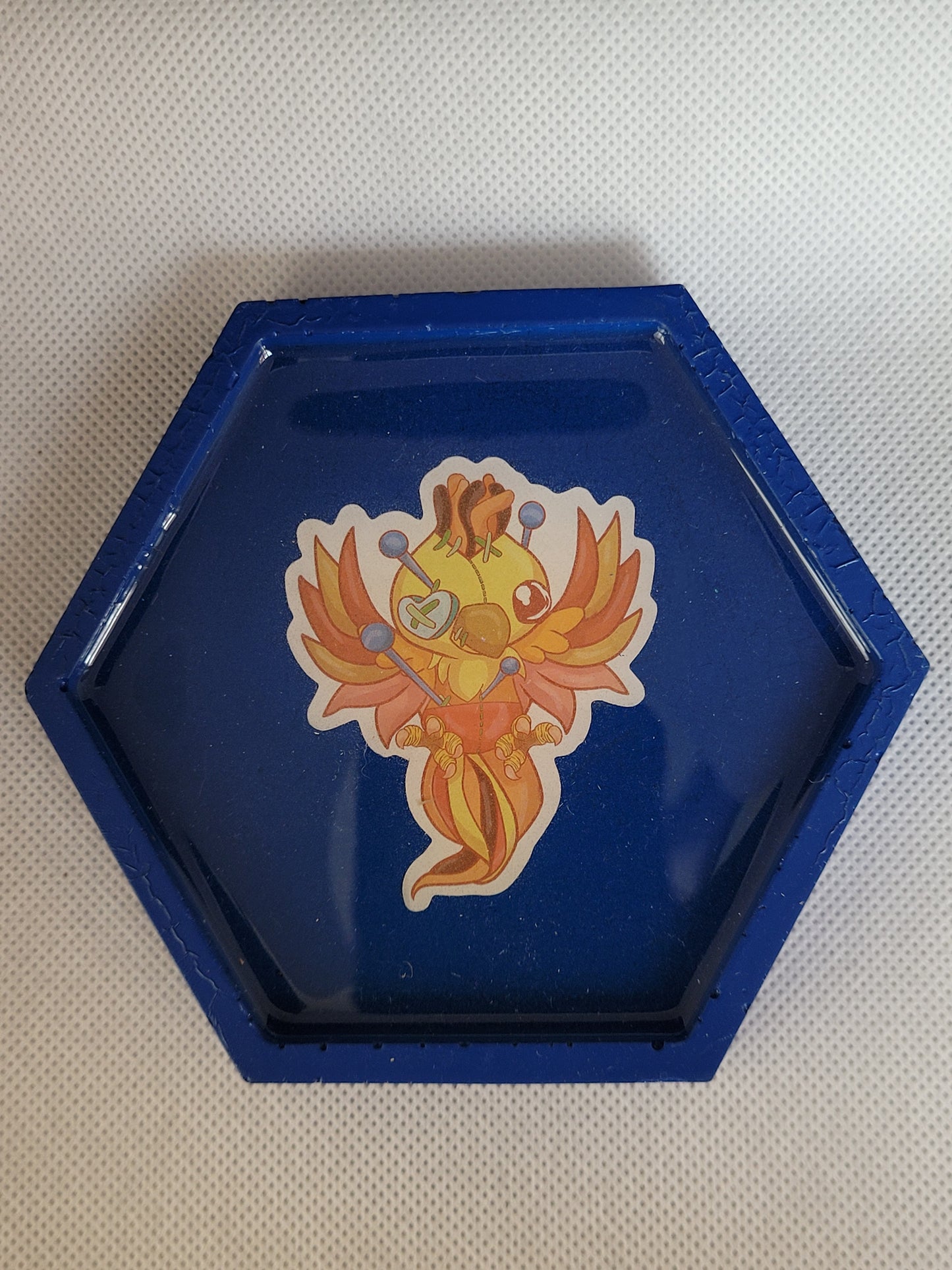 Patchwork Phoenix hexagon resin coaster