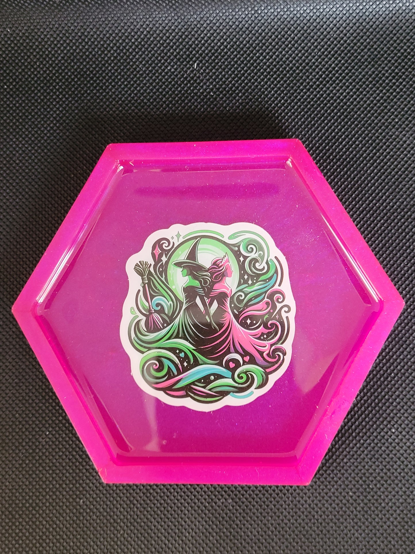 Wicked hexagon resin coaster