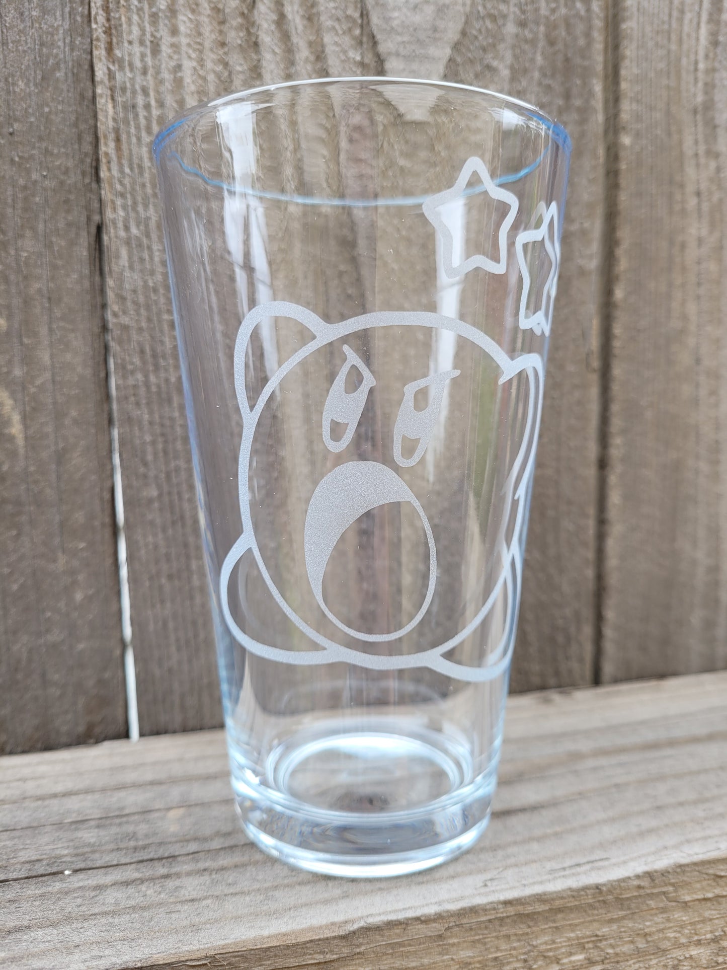 Kirby (angry with stars) Pint Glass - Made to Order