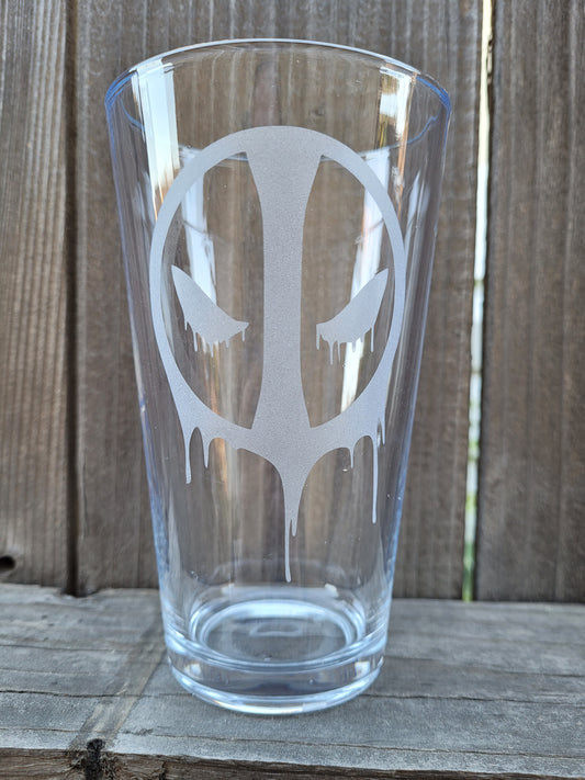 Deadpool (Drippy) Pint Glass - Made to Order