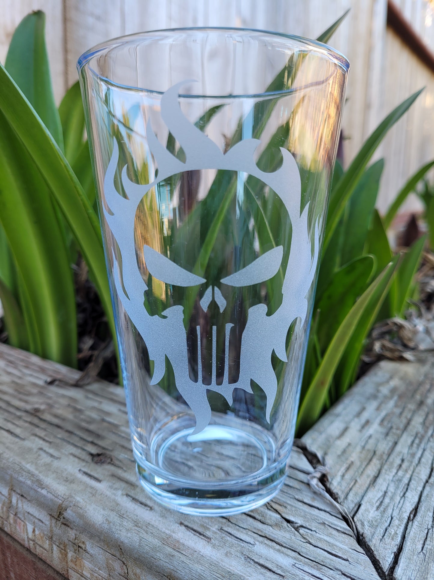 Punisher (Flames) Pint Glass - Made to Order