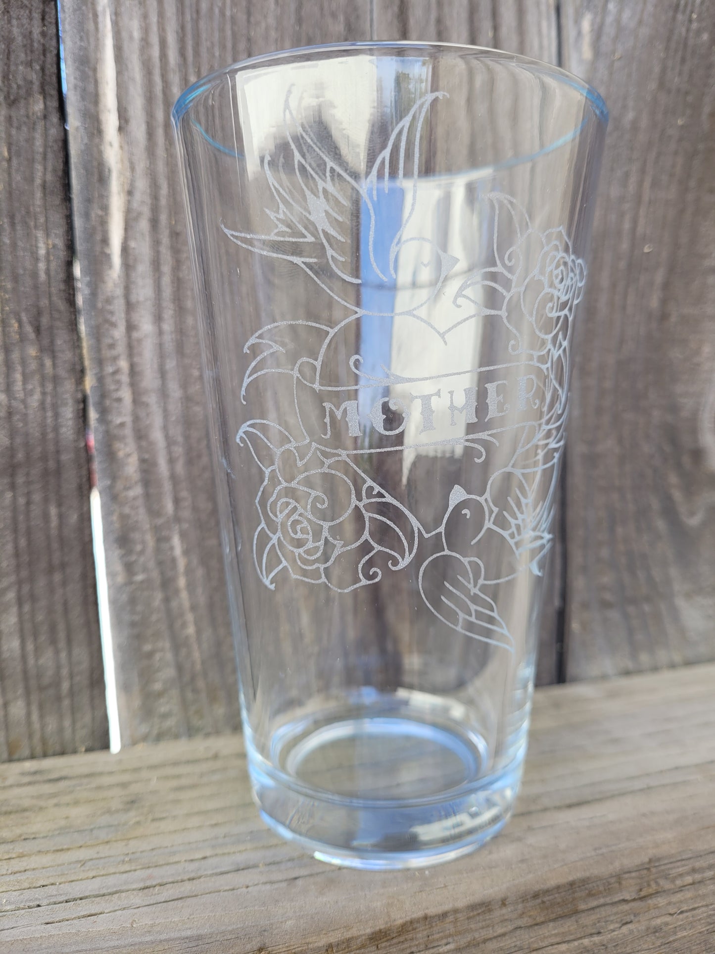 Mother with Doves (American Traditional Style) Pint Glass - Made to Order