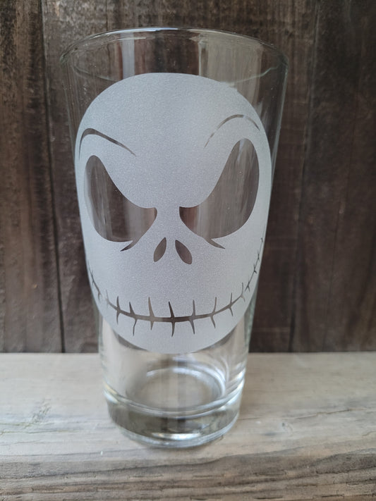 Jack Skellington Face Pint Glass - Made to Order