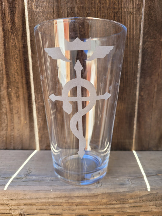 Fullmetal Alchemist Flamel Pint Glass MADE TO ORDER