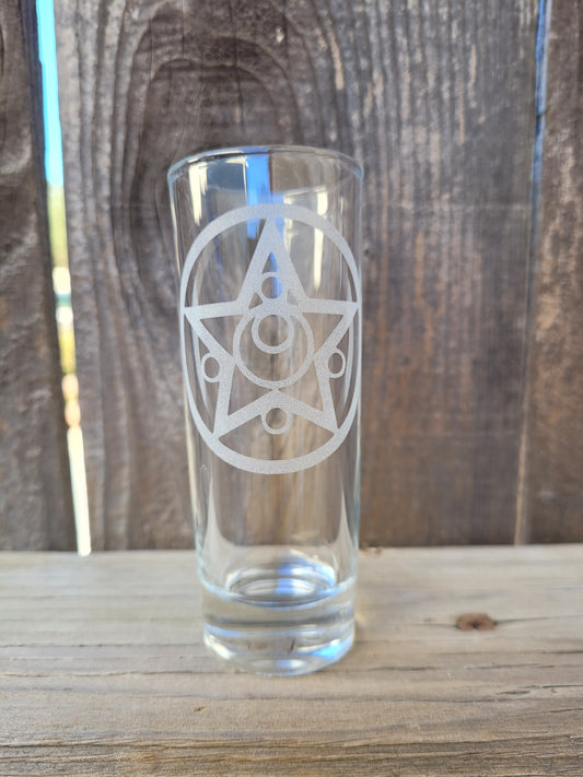 Sailormoon Broach 2 oz Shot Glass - Made to Order