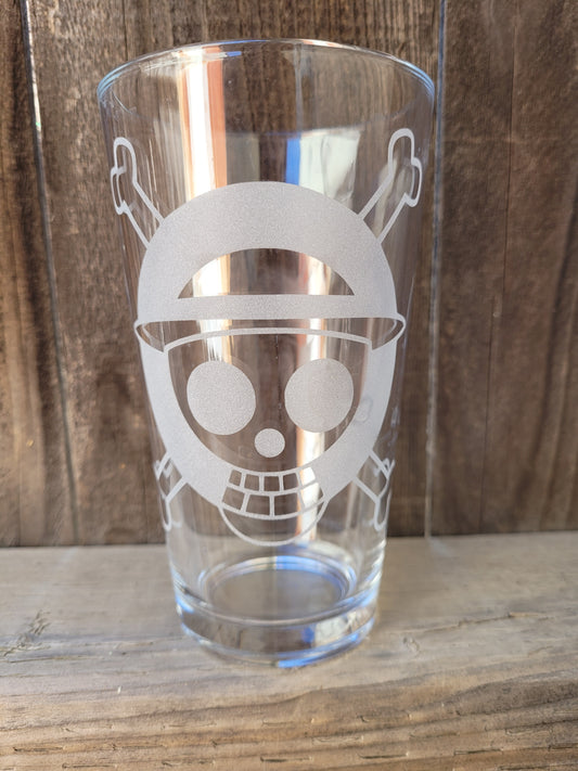 One Piece Straw Hat Pirates Pint Glass - Made to Order