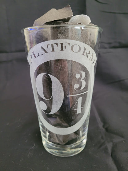 Platform 9 and 3/4 Pint Glass - Made to Order