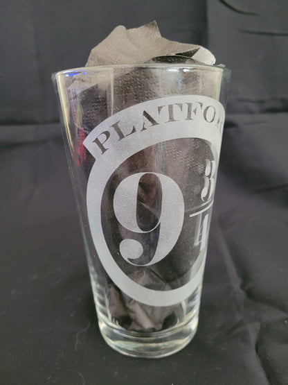 Platform 9 and 3/4 Pint Glass - Made to Order