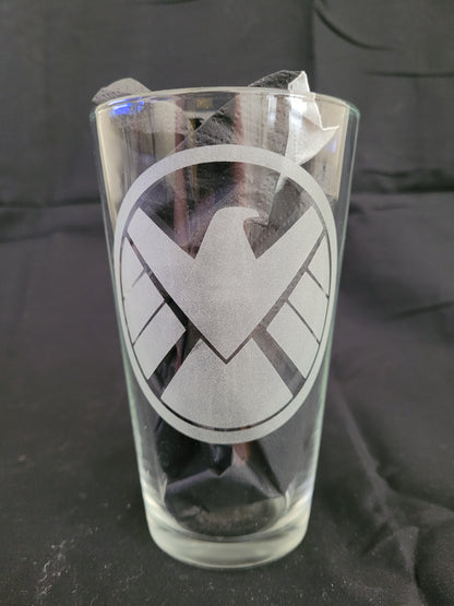 Agents of Shield Logo Pint Glass - Made to Order