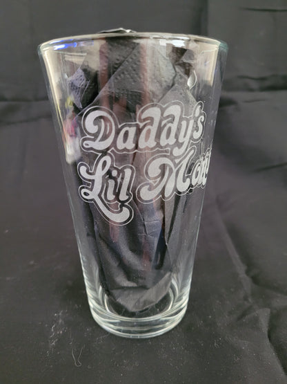 Daddy's lil monster Harley Quinn Pint Glass - Made to Order