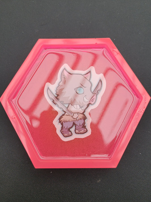 Inosuke Demon slayer hexagon resin coaster
