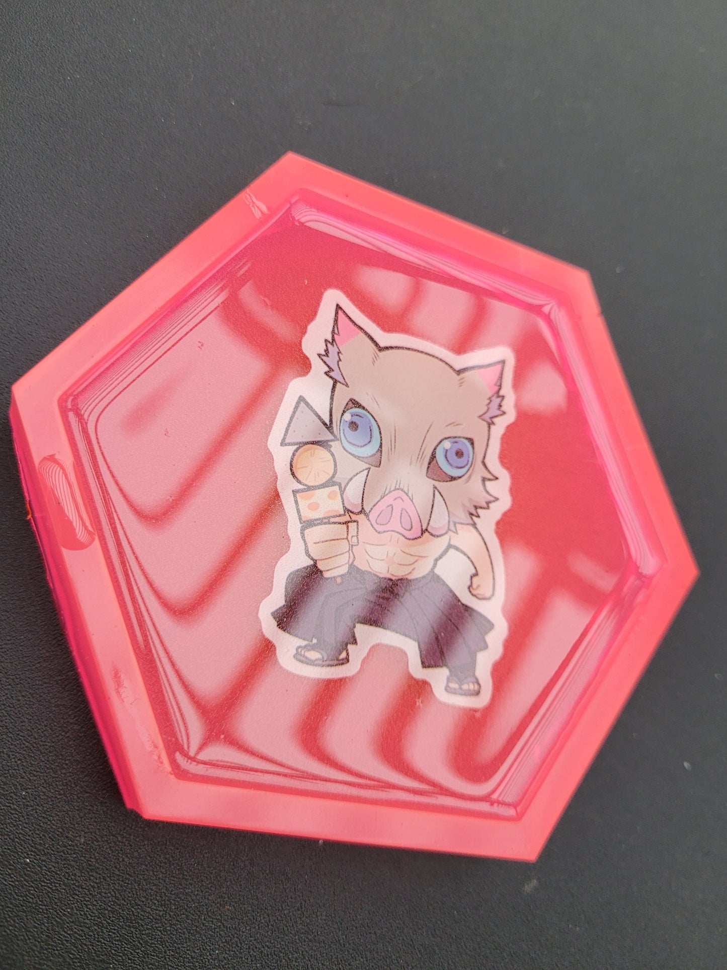 Inosuke Demon Slayer hexagon resin coaster