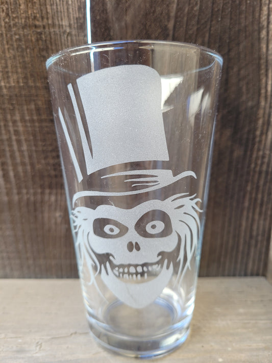 Ghost in a Hat Pint Glass - Made to Order