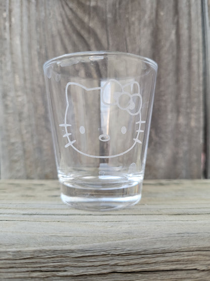 Hello Kitty (face) 1.5 oz Shot Glass - Made to Order
