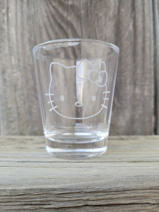 Hello Kitty (face) 1.5 oz Shot Glass - Made to Order
