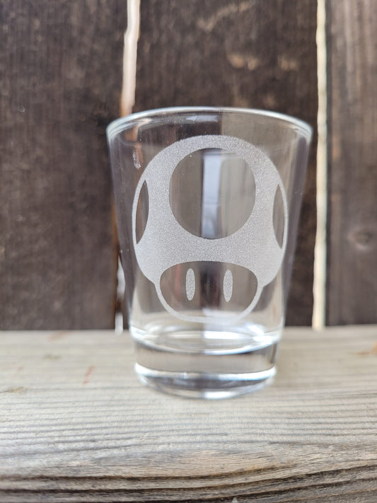 Mario Mushroom 1.5 oz Shot Glass- Made to Order