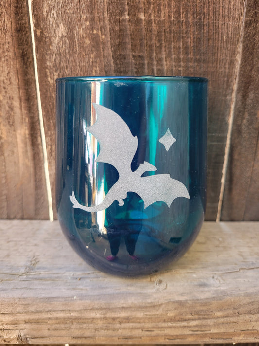 Dragon stemless green wine glass