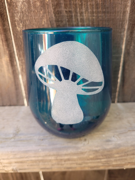 Toadstool/mushroom stemless green wine glass