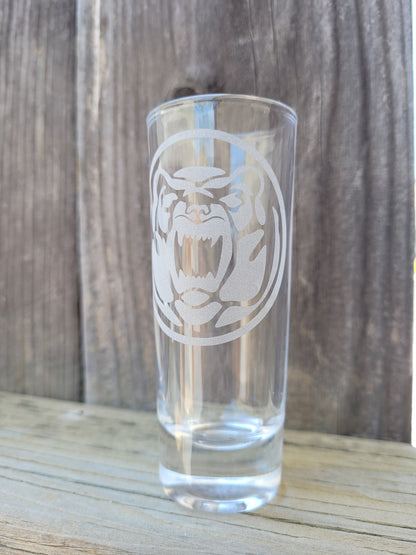 Power Rangers bear power coin 2 oz Shot Glass - Made to Order