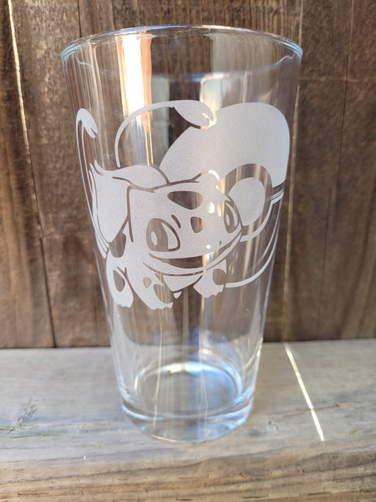 Bulbasaur with Pokeball Pint Glass - Made to Order